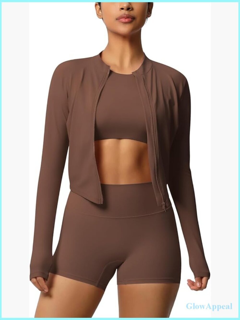 3 Piece High Waisted Seamless Shorts Crop Top Jacket Gym Yoga Set